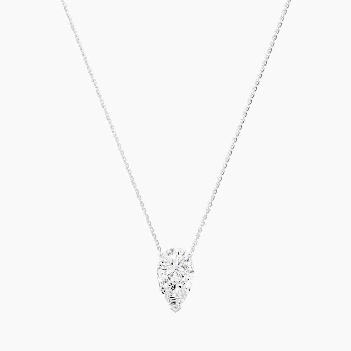 Solitaire | 18k White Gold 3 ct White Lab Diamond Pear Pendant