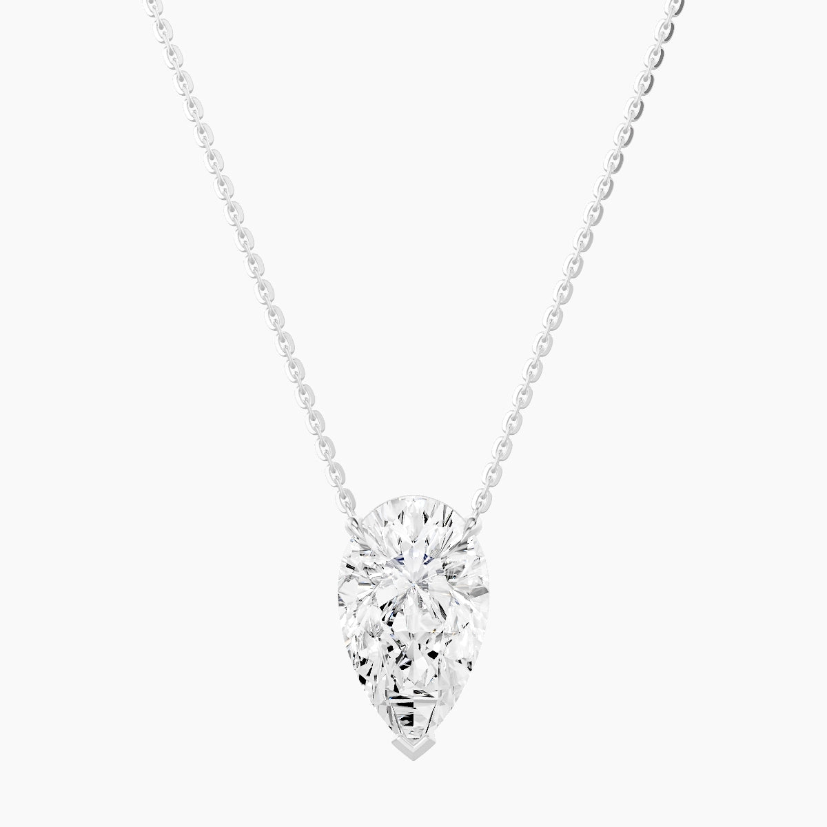 Solitaire | 18k White Gold 3 ct White Lab Diamond Pear Pendant
