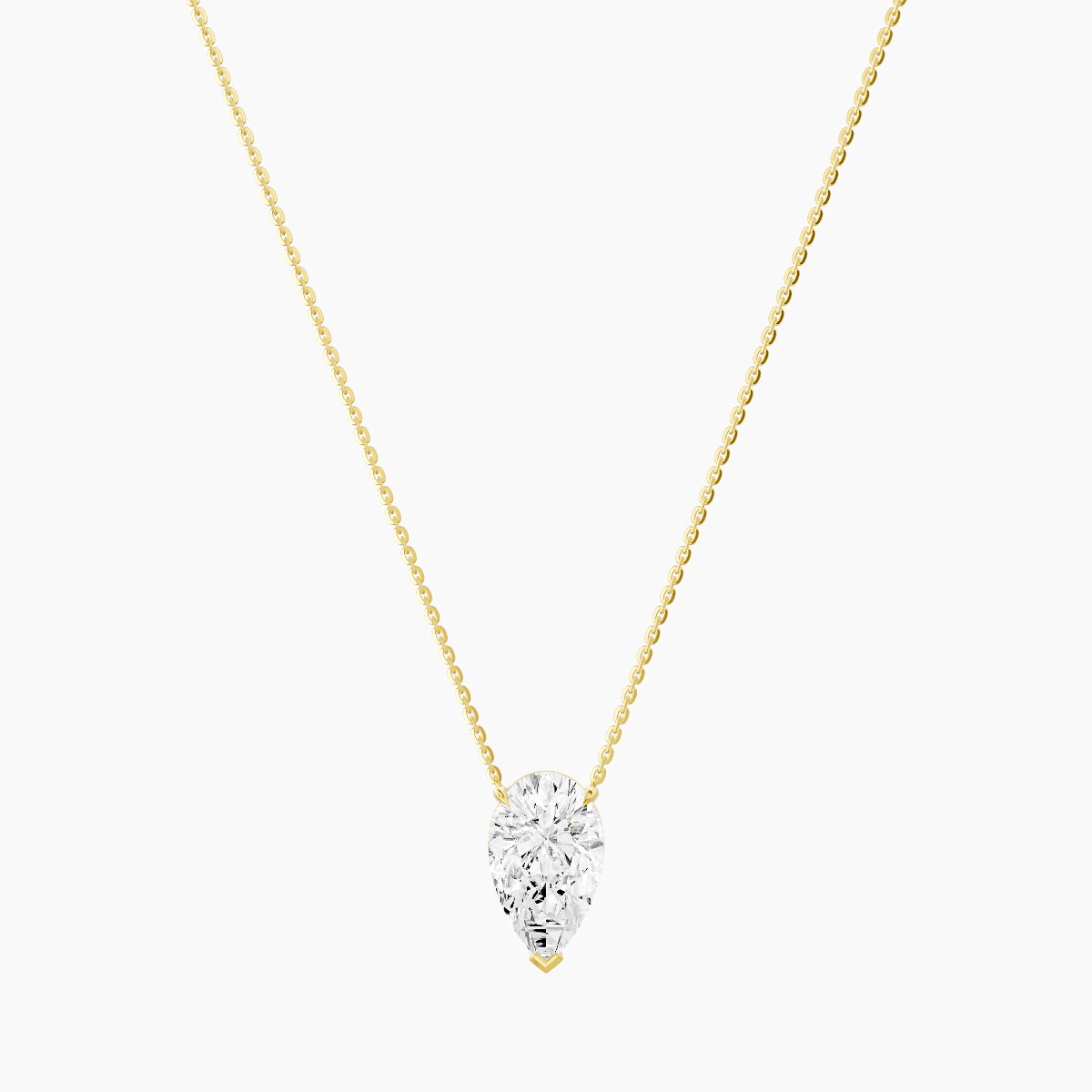 Solitaire | 18k Yellow Gold 3 ct White Lab Diamond Pear Pendant