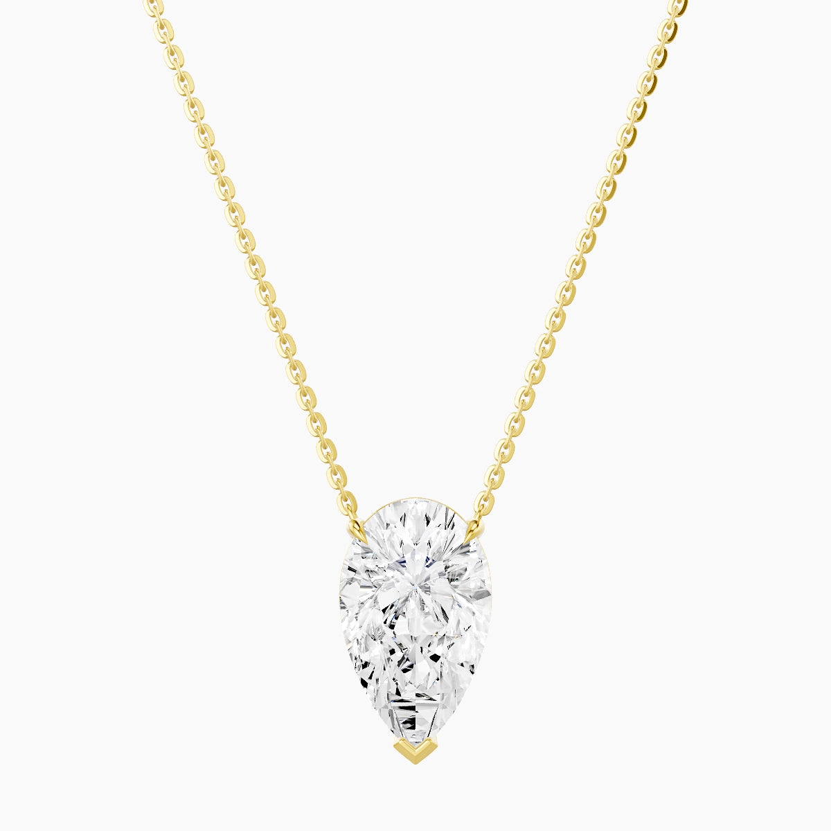 Solitaire | 18k Yellow Gold 3 ct White Lab Diamond Pear Pendant