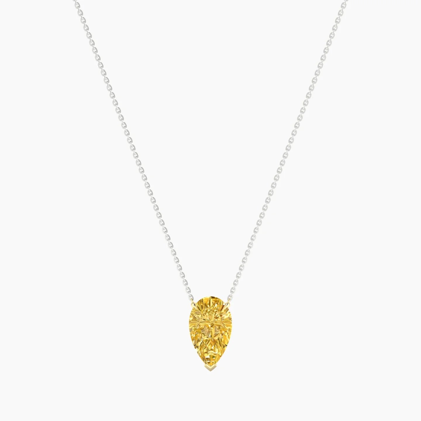 Solitaire | 18k White & Yellow Gold 3 ct Yellow Lab Diamond Pear Cut Pendant