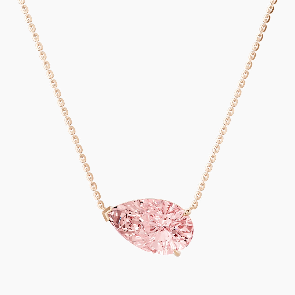 Solitaire | 18k Rose Gold 3 ct Pink Lab Diamond Pear Pendant