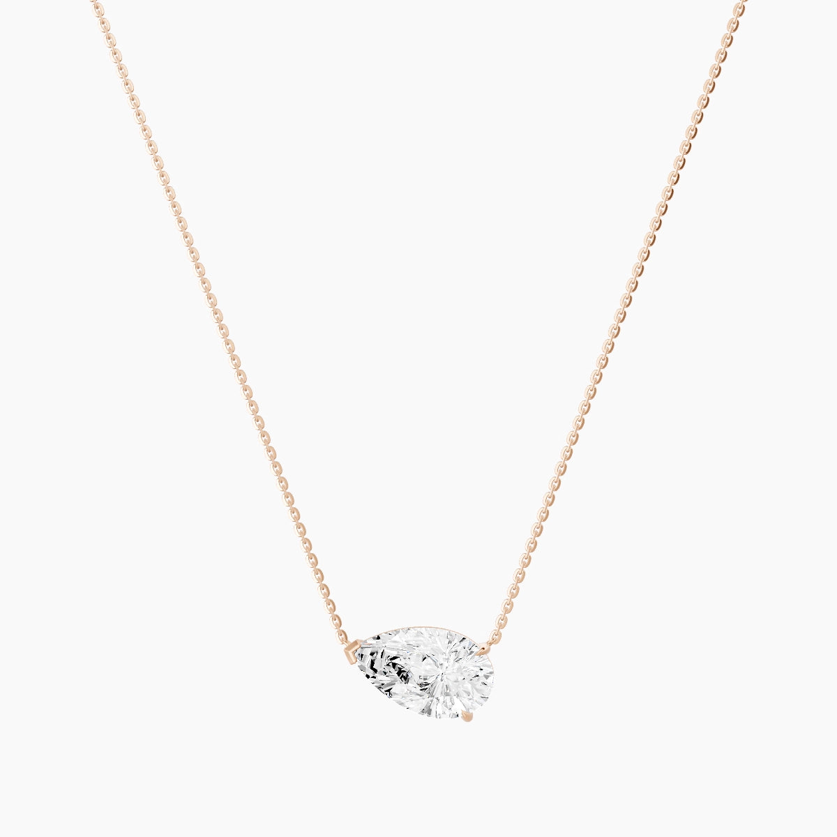 Solitaire | 18k Rose Gold 3 ct White Lab Diamond Pear Pendant