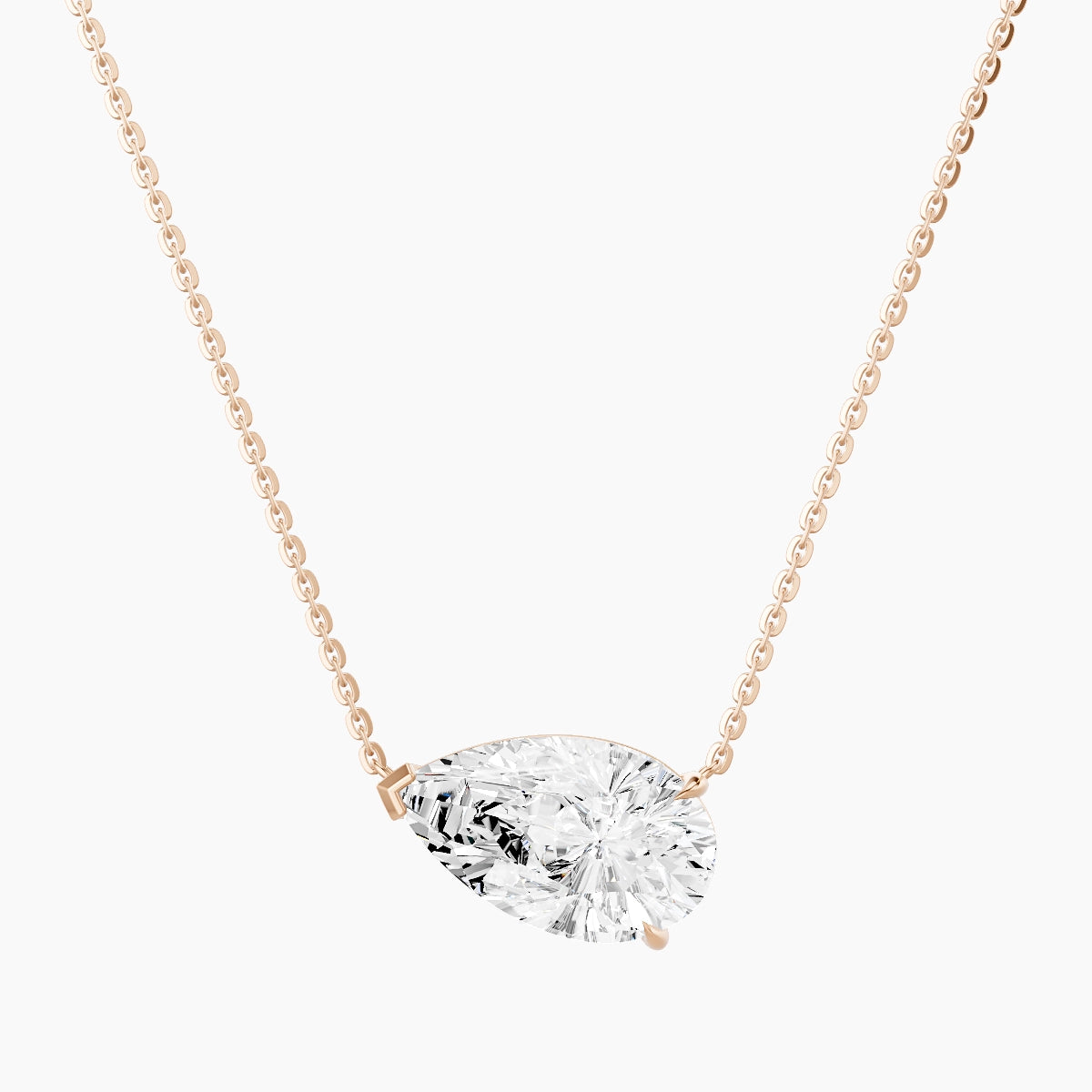 Solitaire | 18k Rose Gold 3 ct White Lab Diamond Pear Pendant