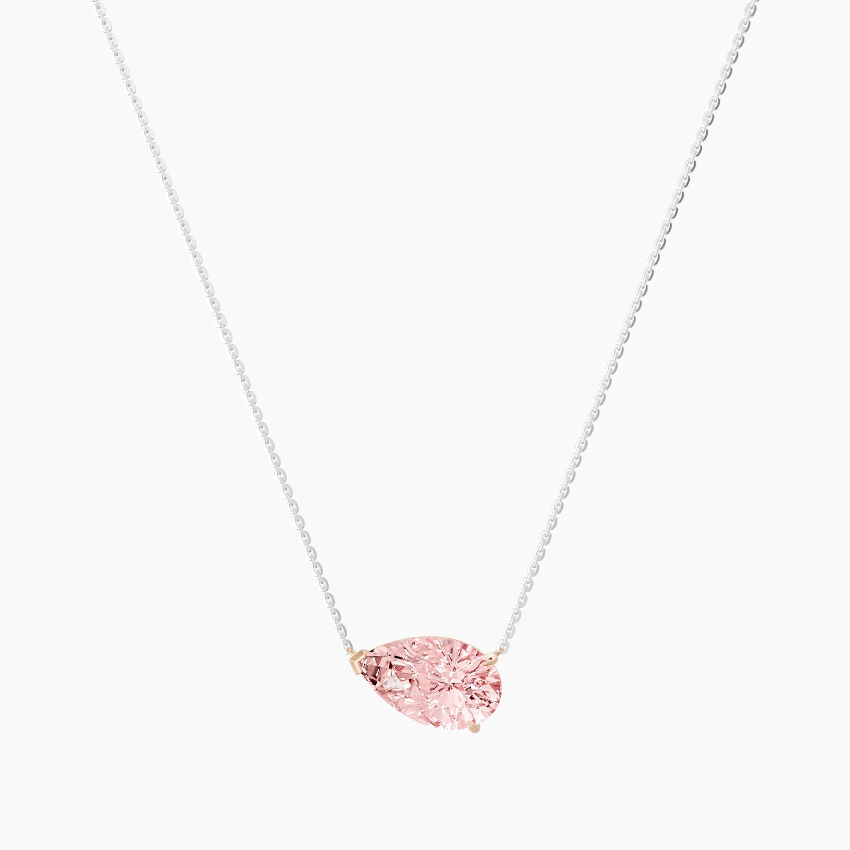 Solitaire | 18k White & Rose Gold 3 ct Pink Lab Diamond Pear Pendant