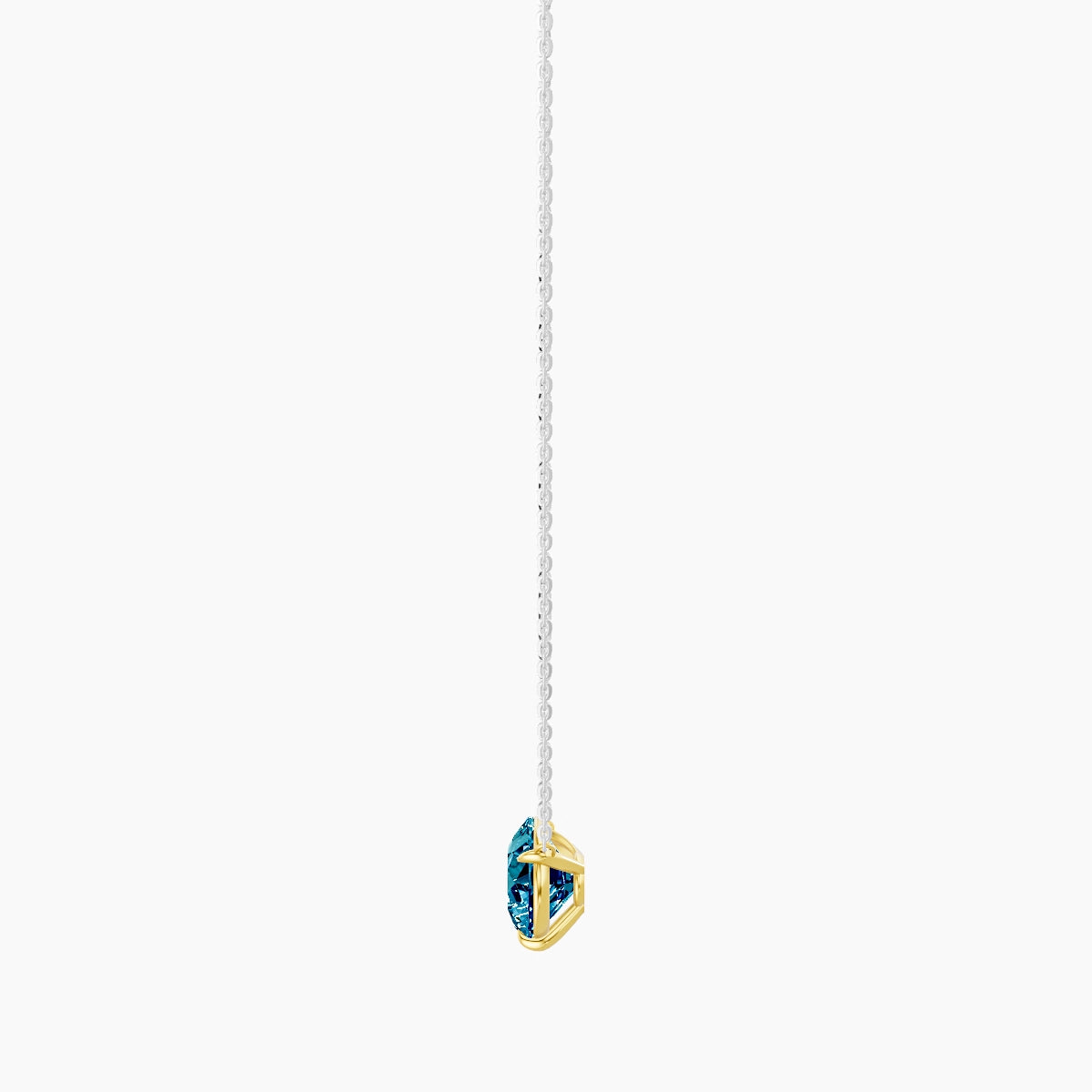 Solitaire | 18k White & Yellow Gold 3 ct Blue Lab Diamond Pear Pendant