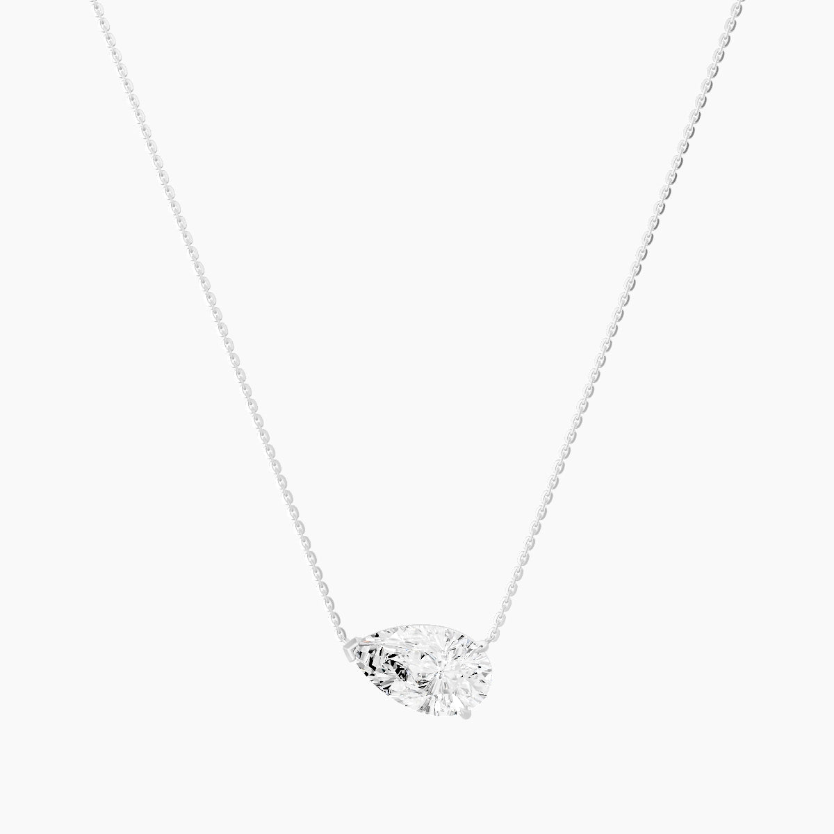 Solitaire | 18k White Gold 3 ct White Lab Diamond Pear Pendant