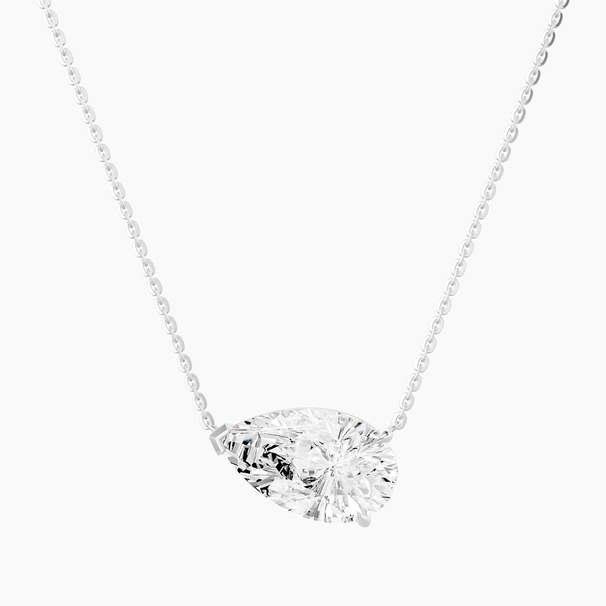 Solitaire | 18k White Gold 3 ct White Lab Diamond Pear Pendant