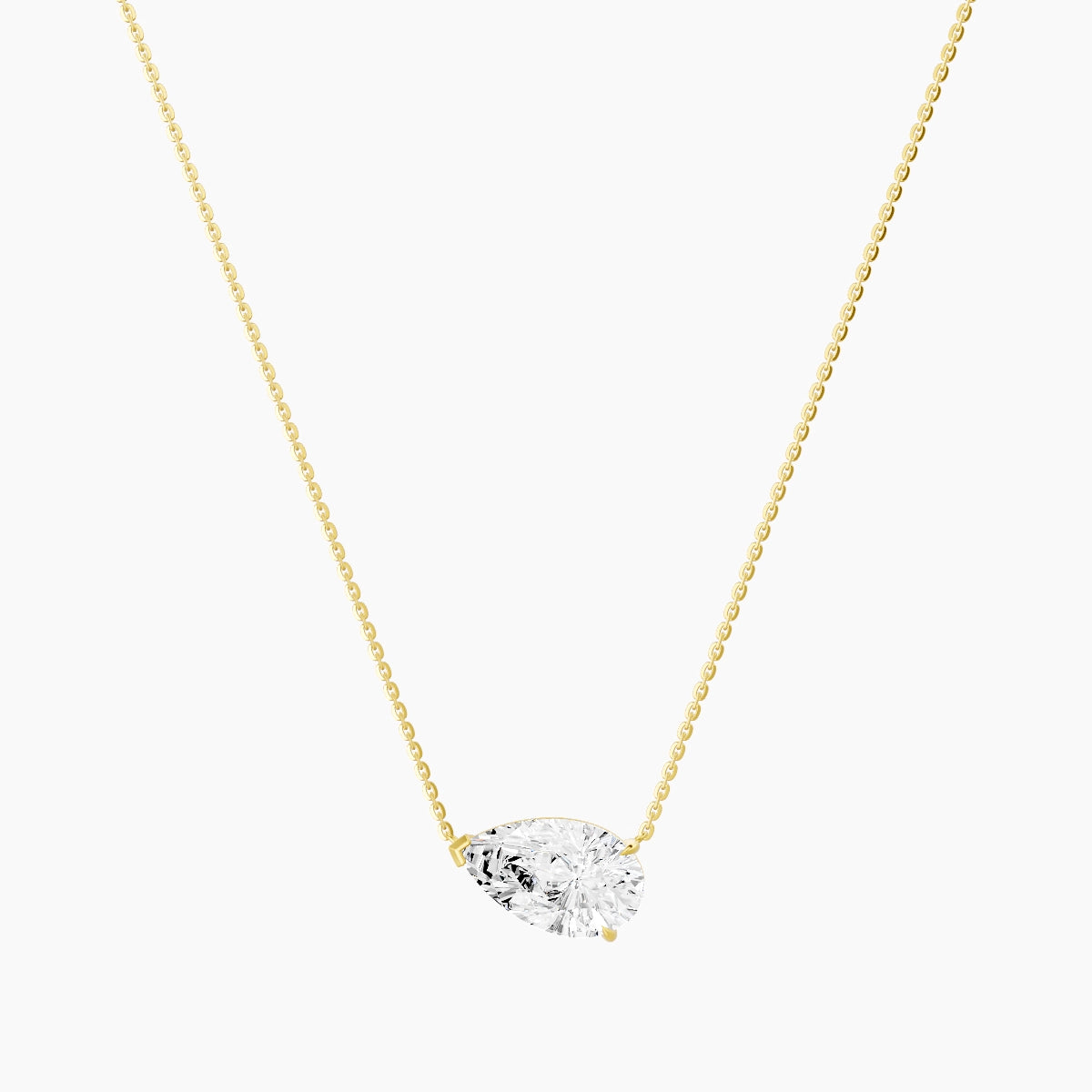Solitaire | 18k Yellow Gold 3 ct White Lab Diamond Pear Pendant