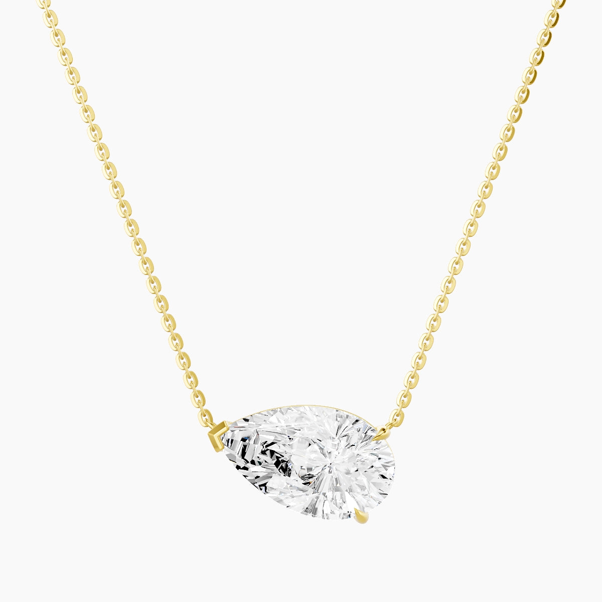 Solitaire | 18k Yellow Gold 3 ct White Lab Diamond Pear Pendant