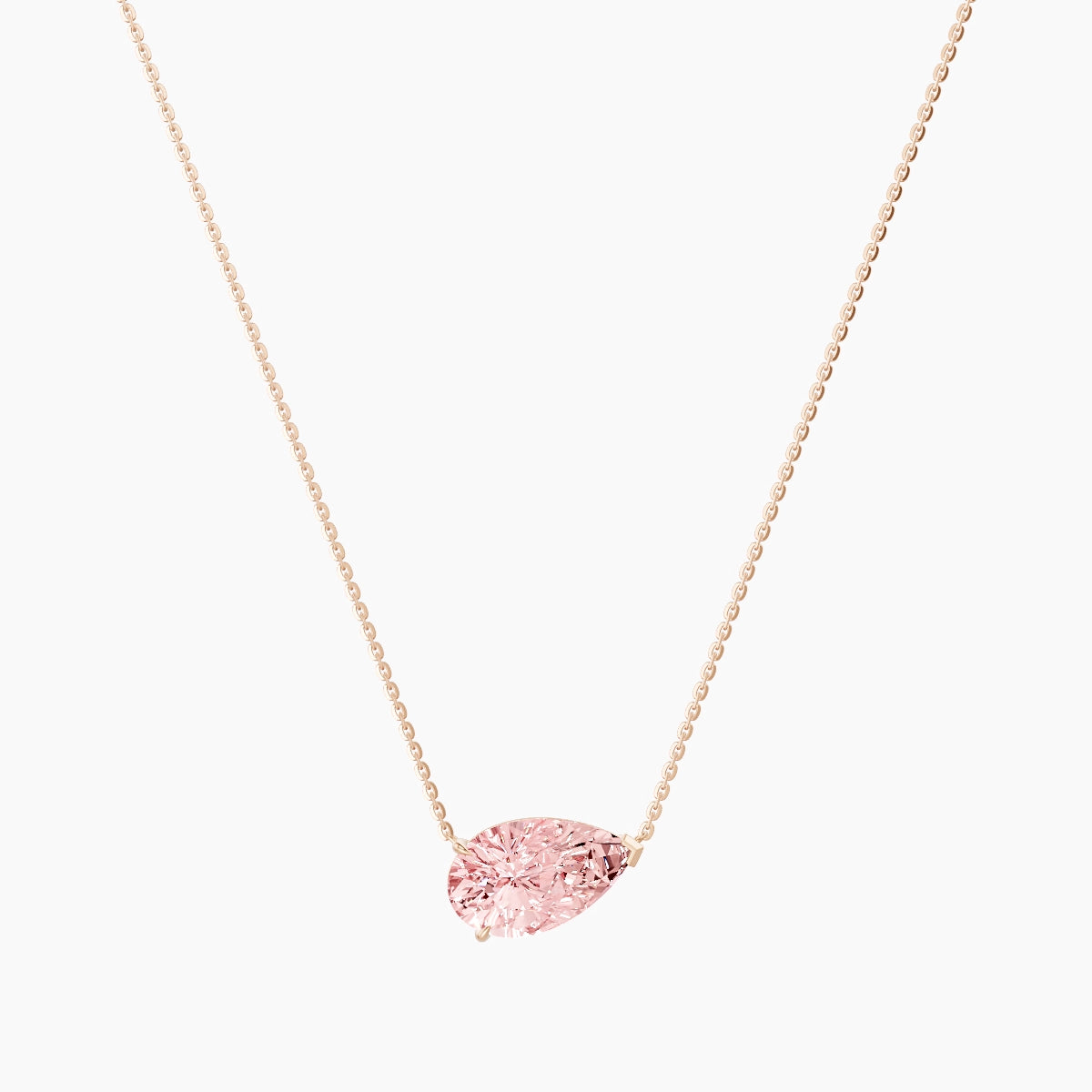 Solitaire | 18k Rose Gold 3 ct Pink Lab Diamond Pear Pendant
