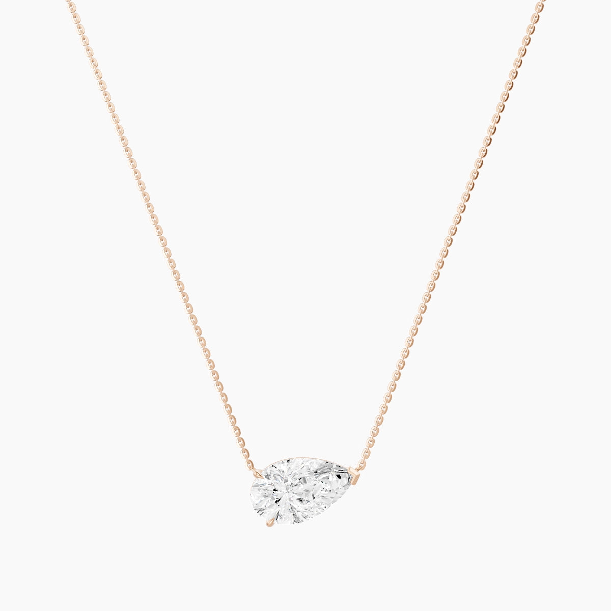 Solitaire | 18k Rose Gold 3 ct White Lab Diamond Pear Pendant