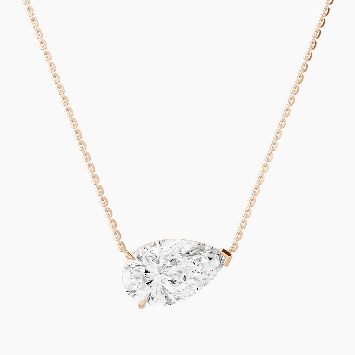 Solitaire | 18k Rose Gold 3 ct White Lab Diamond Pear Pendant