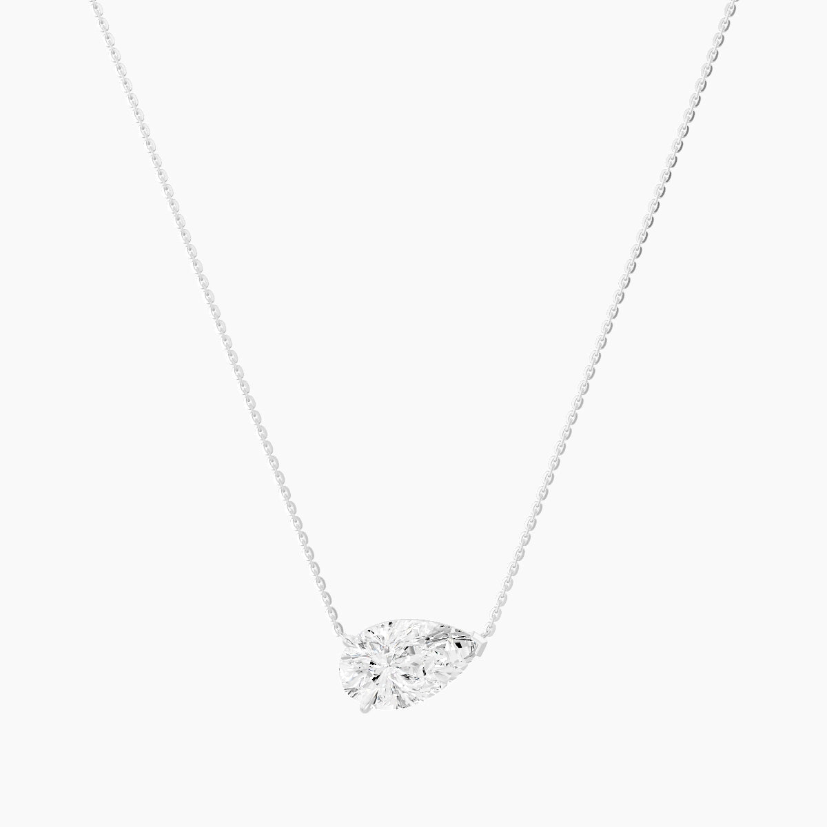 Solitaire | 18k White Gold 3 ct White Lab Diamond Pear Pendant
