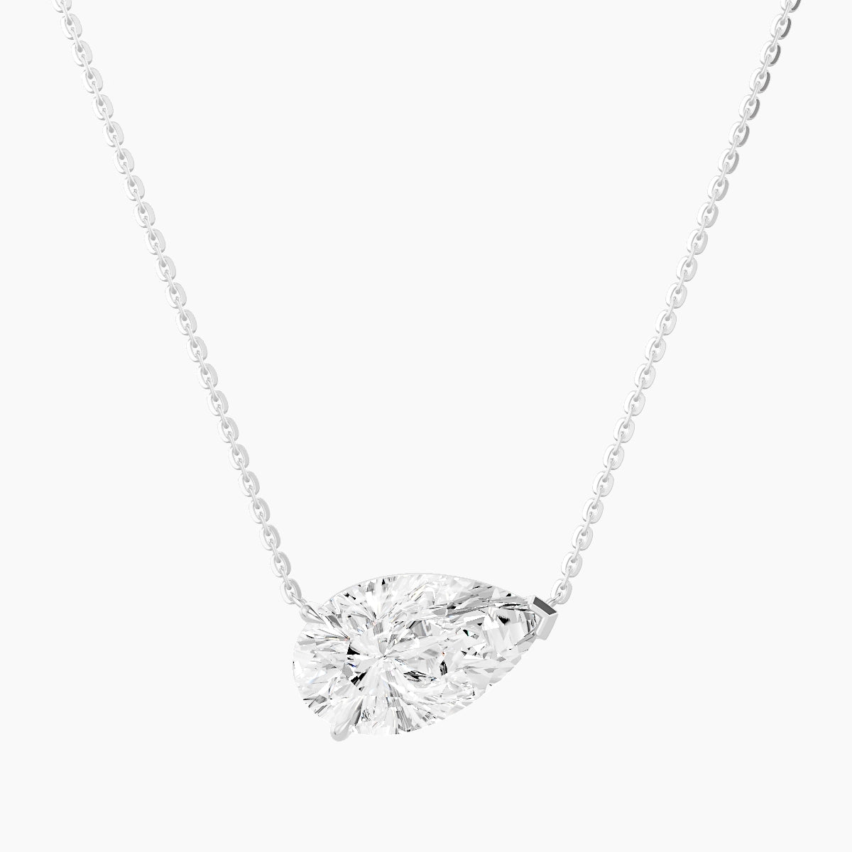 Solitaire | 18k White Gold 3 ct White Lab Diamond Pear Pendant