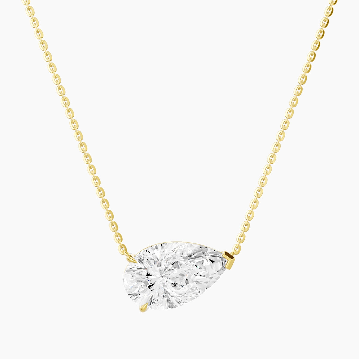Solitaire | 18k Yellow Gold 3 ct White Lab Diamond Pear Pendant
