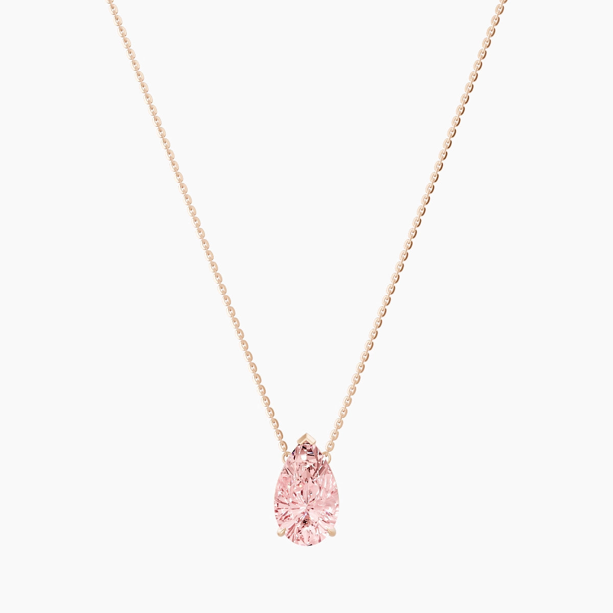 Solitaire | 18k Rose Gold 3 ct Pink Lab Diamond Pear Pendant