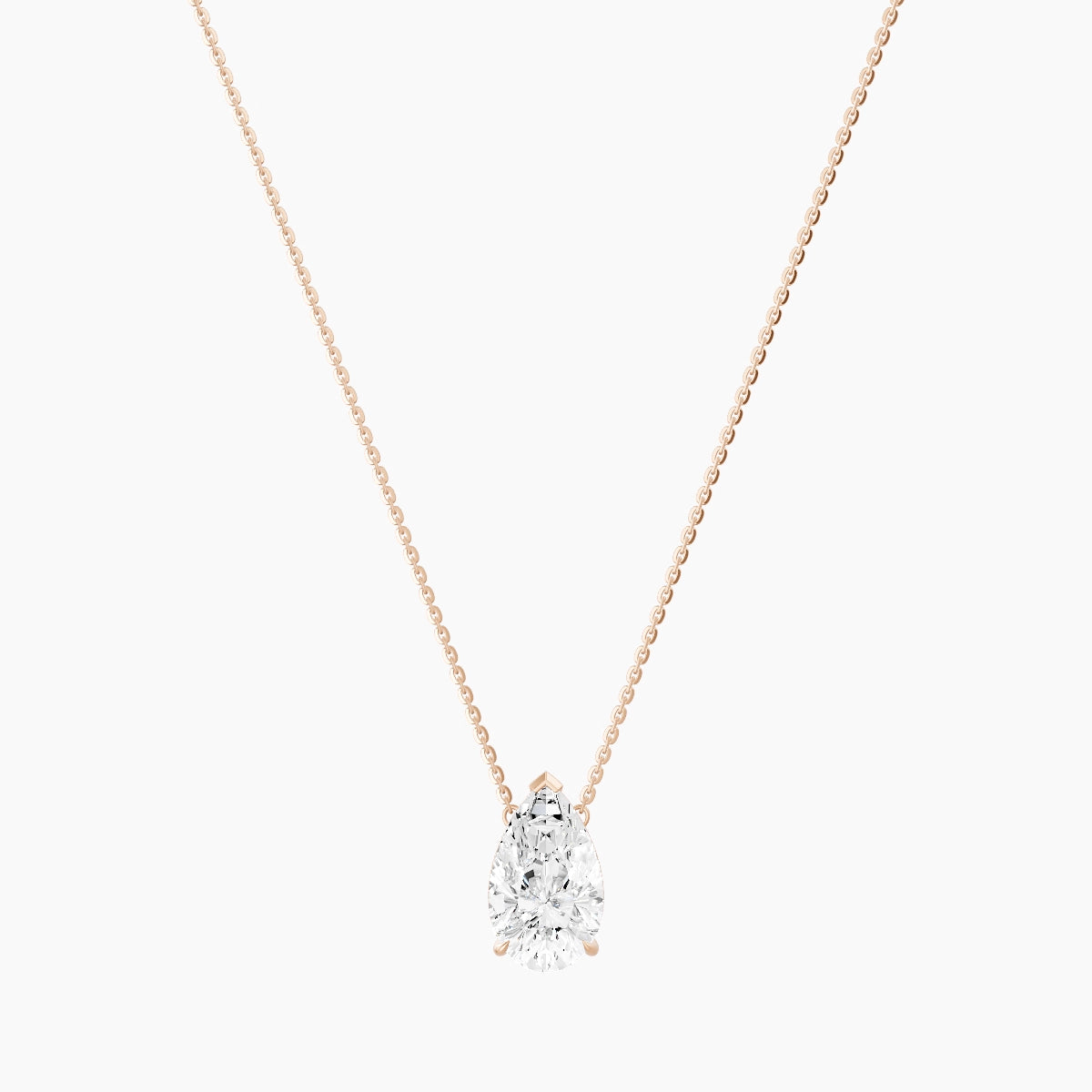 Solitaire | 18k Rose Gold 3 ct White Lab Diamond Pear Pendant