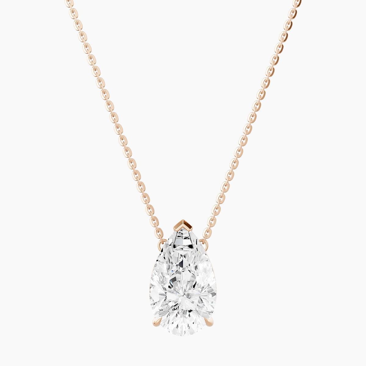 Solitaire | 18k Rose Gold 3 ct White Lab Diamond Pear Pendant
