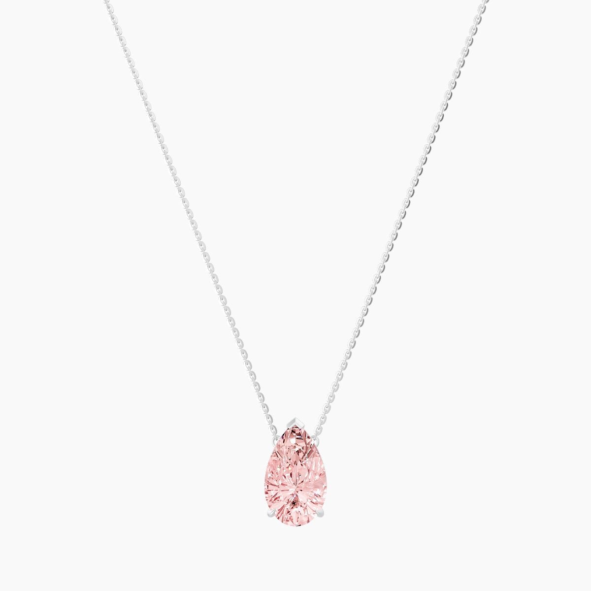 Solitaire | 18k White Gold 3 ct Pink Lab Diamond Pear Pendant