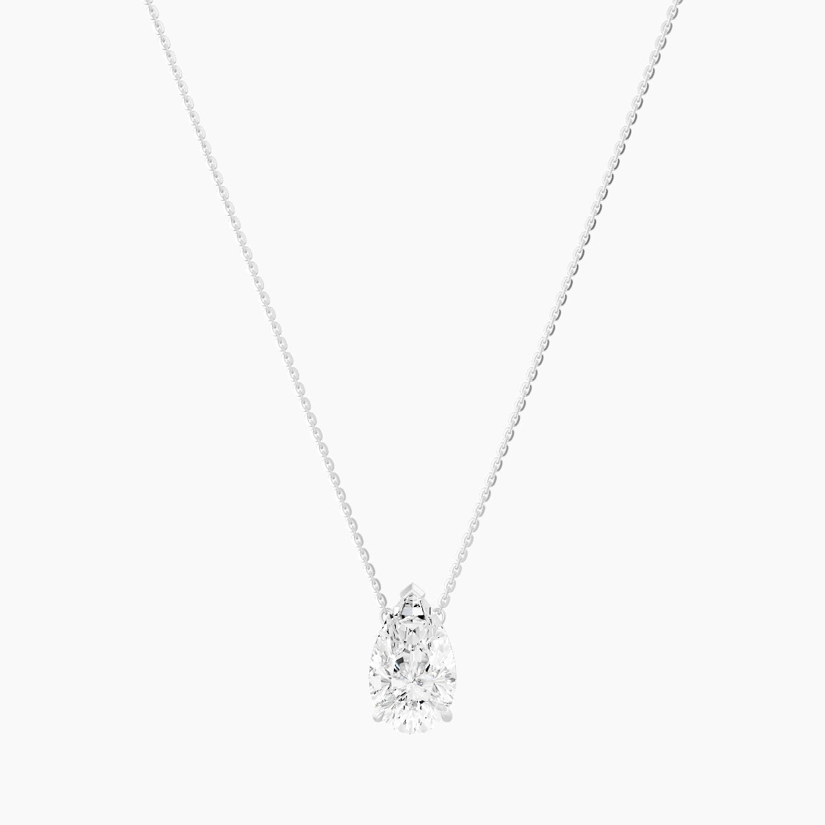 Solitaire | 18k White Gold 3 ct White Lab Diamond Pear Pendant