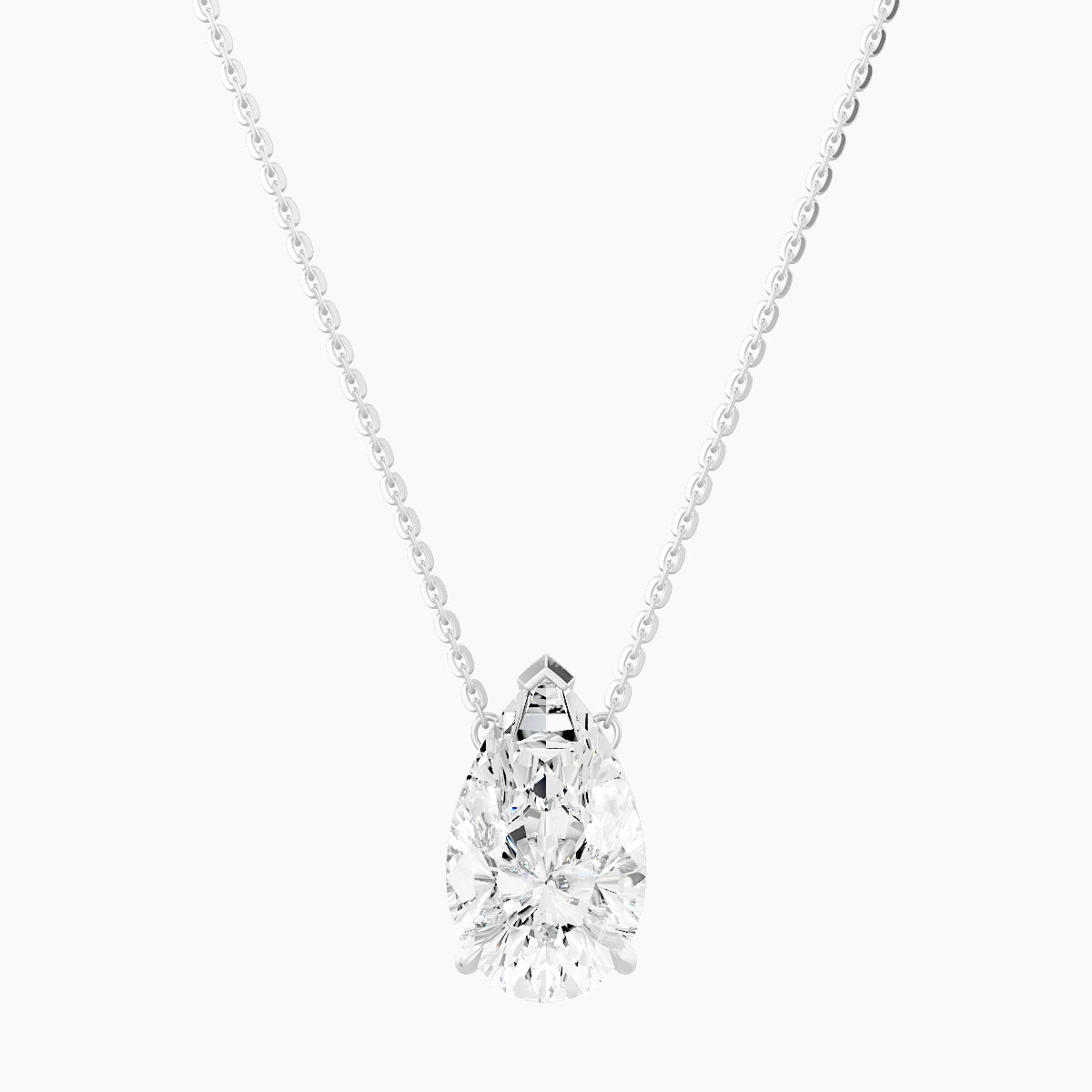 Solitaire | 18k White Gold 3 ct White Lab Diamond Pear Pendant