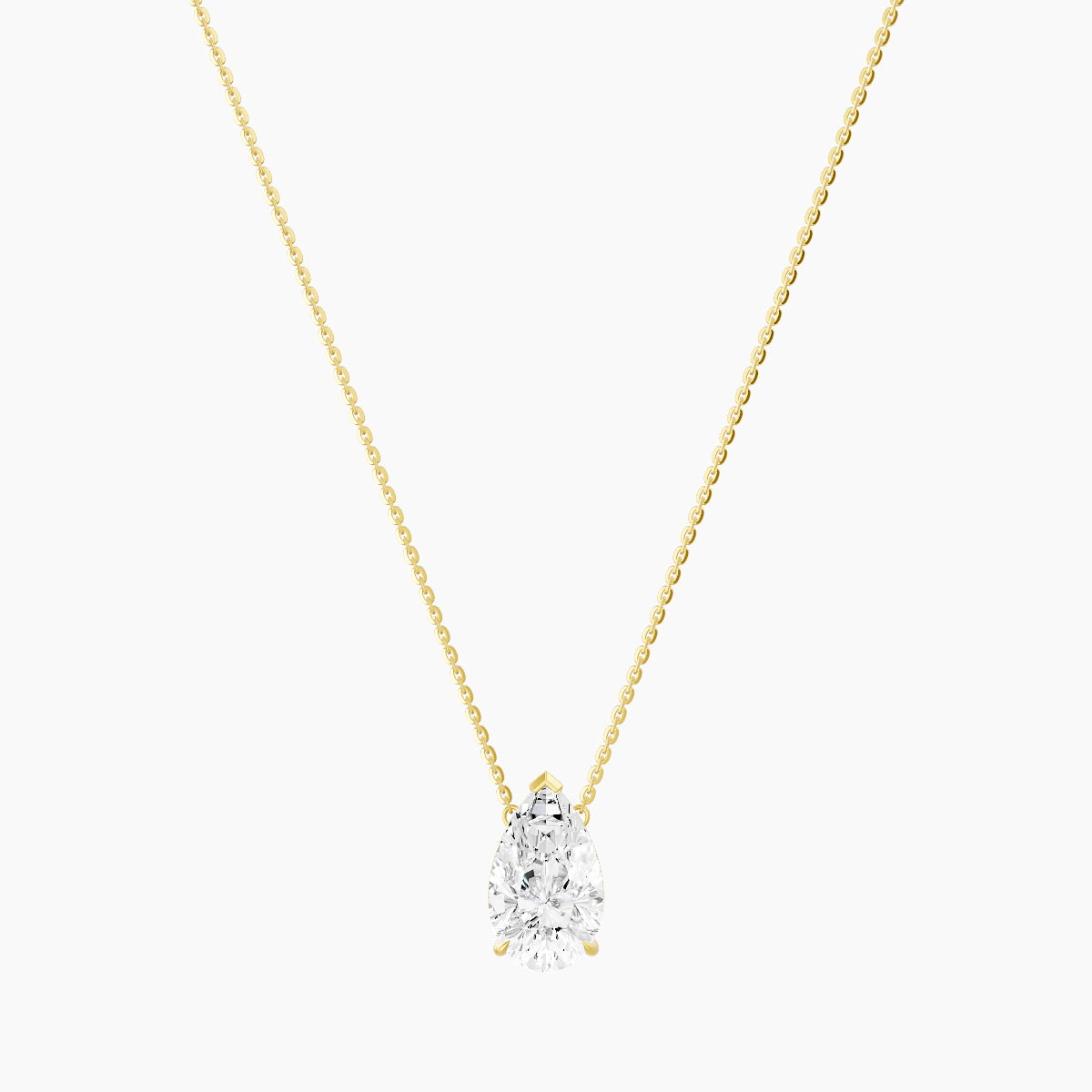 Solitaire | 18k Yellow Gold 3 ct White Lab Diamond Pear Pendant