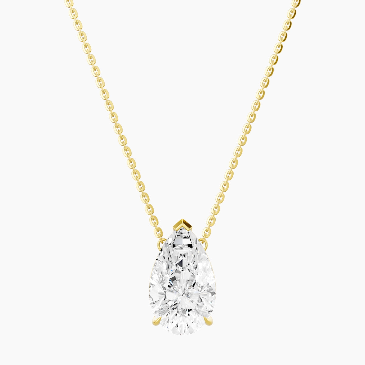 Solitaire | 18k Yellow Gold 3 ct White Lab Diamond Pear Pendant