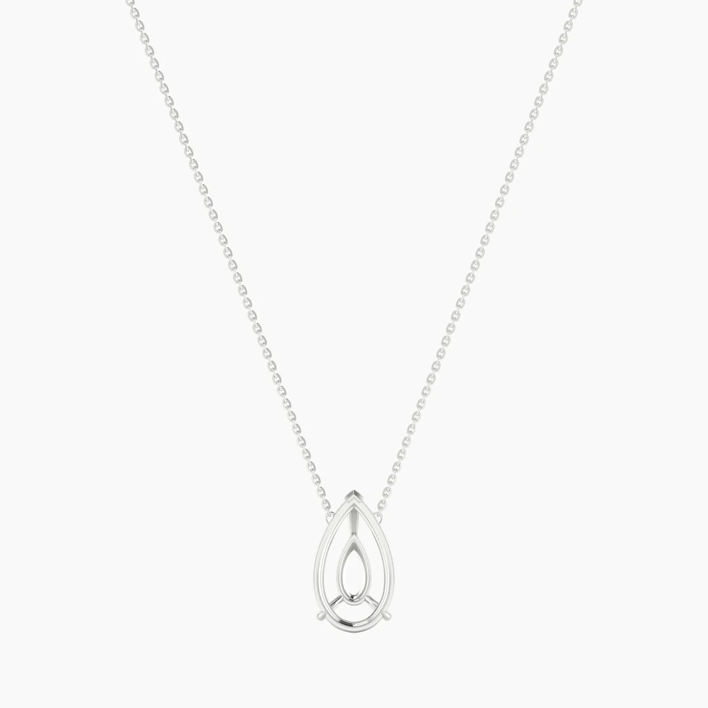 Solitaire | 18k White Gold 5-7.99 ct Pear Cut Pendant Setting