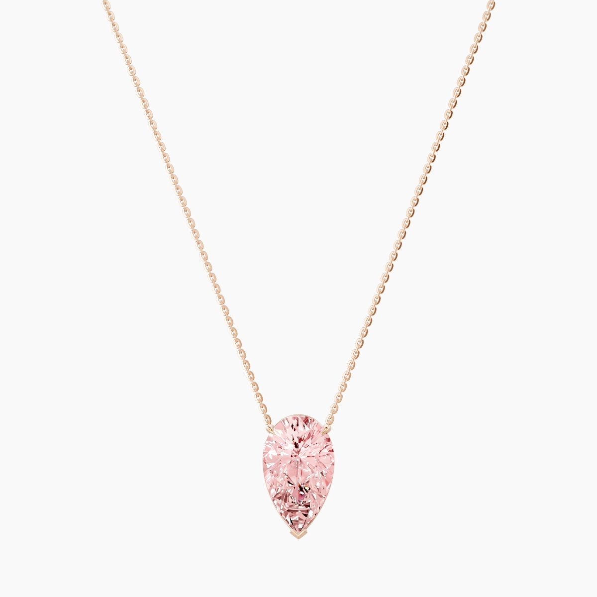 Solitaire | 18k Rose Gold 5 ct Pink Lab Diamond Pear Pendant