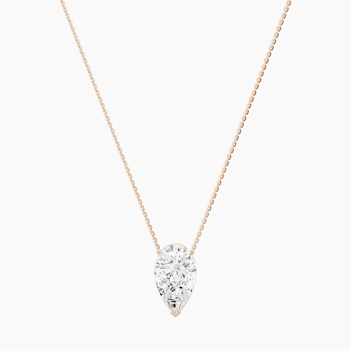 Solitaire | 18k Rose Gold 5 ct White Lab Diamond Pear Pendant