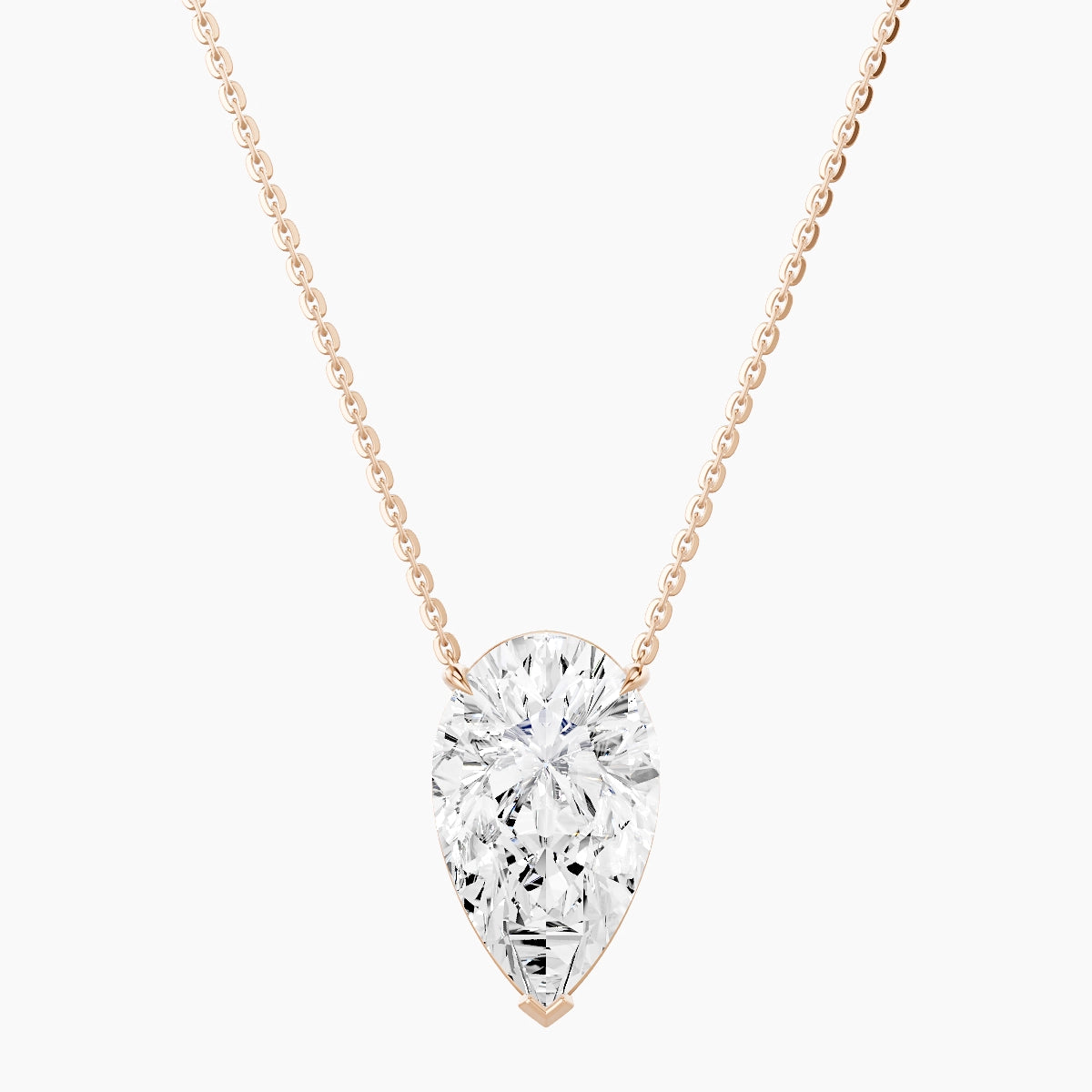 Solitaire | 18k Rose Gold 5 ct White Lab Diamond Pear Pendant