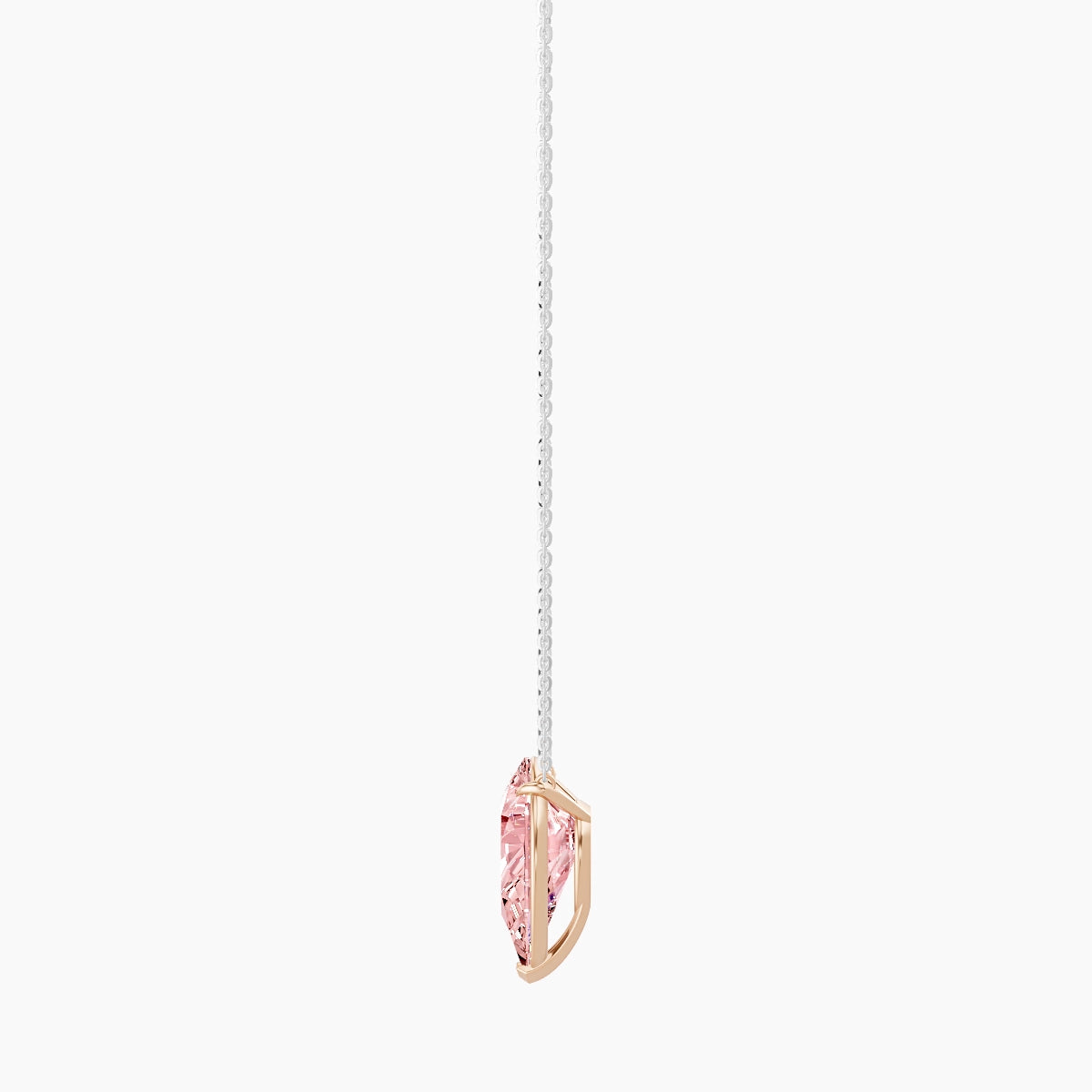 Solitaire | 18k White & Rose Gold 5 ct Pink Lab Diamond Pear Pendant