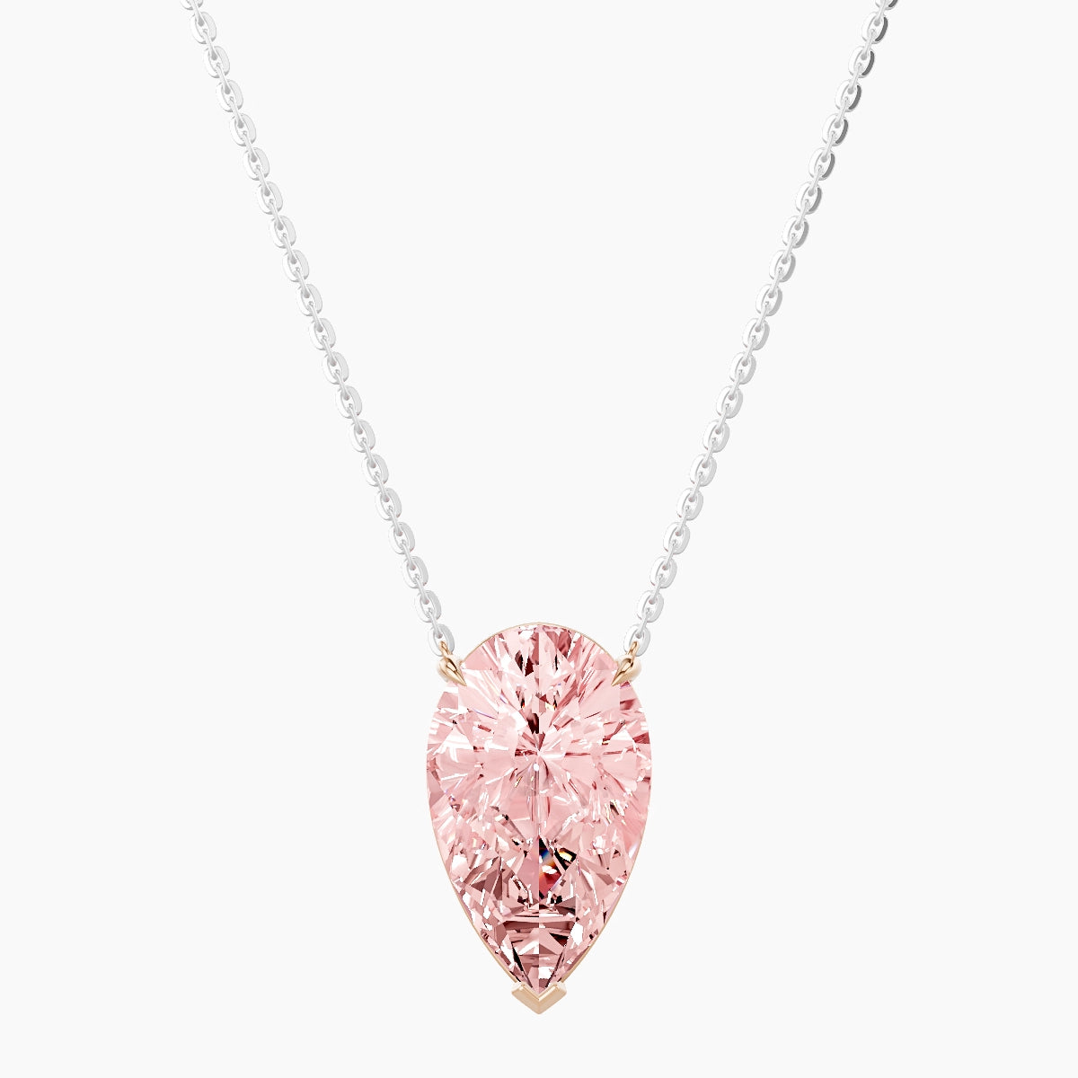 Solitaire | 18k White & Rose Gold 5 ct Pink Lab Diamond Pear Pendant