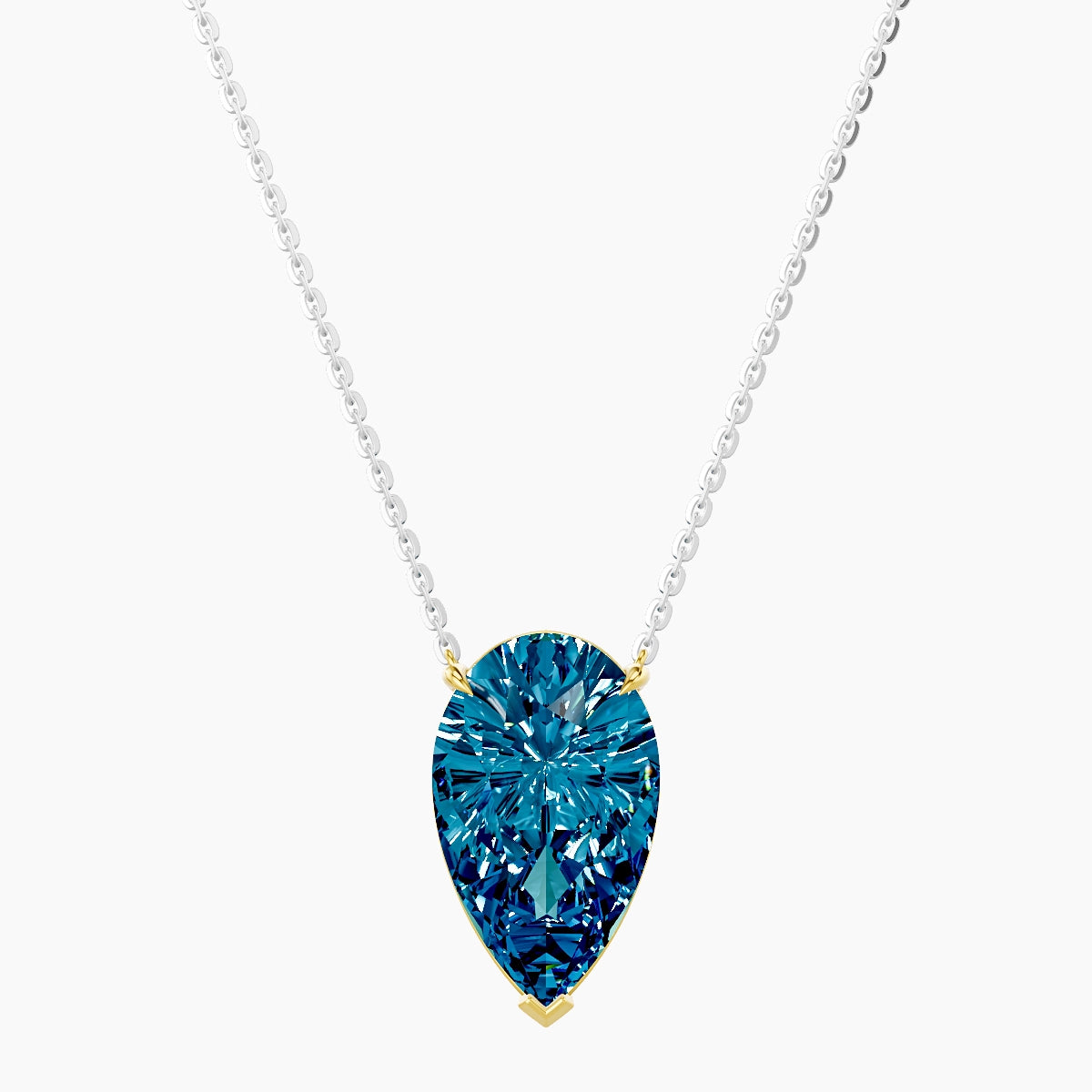 Solitaire | 18k White & Yellow Gold 5 ct Blue Lab Diamond Pear Pendant