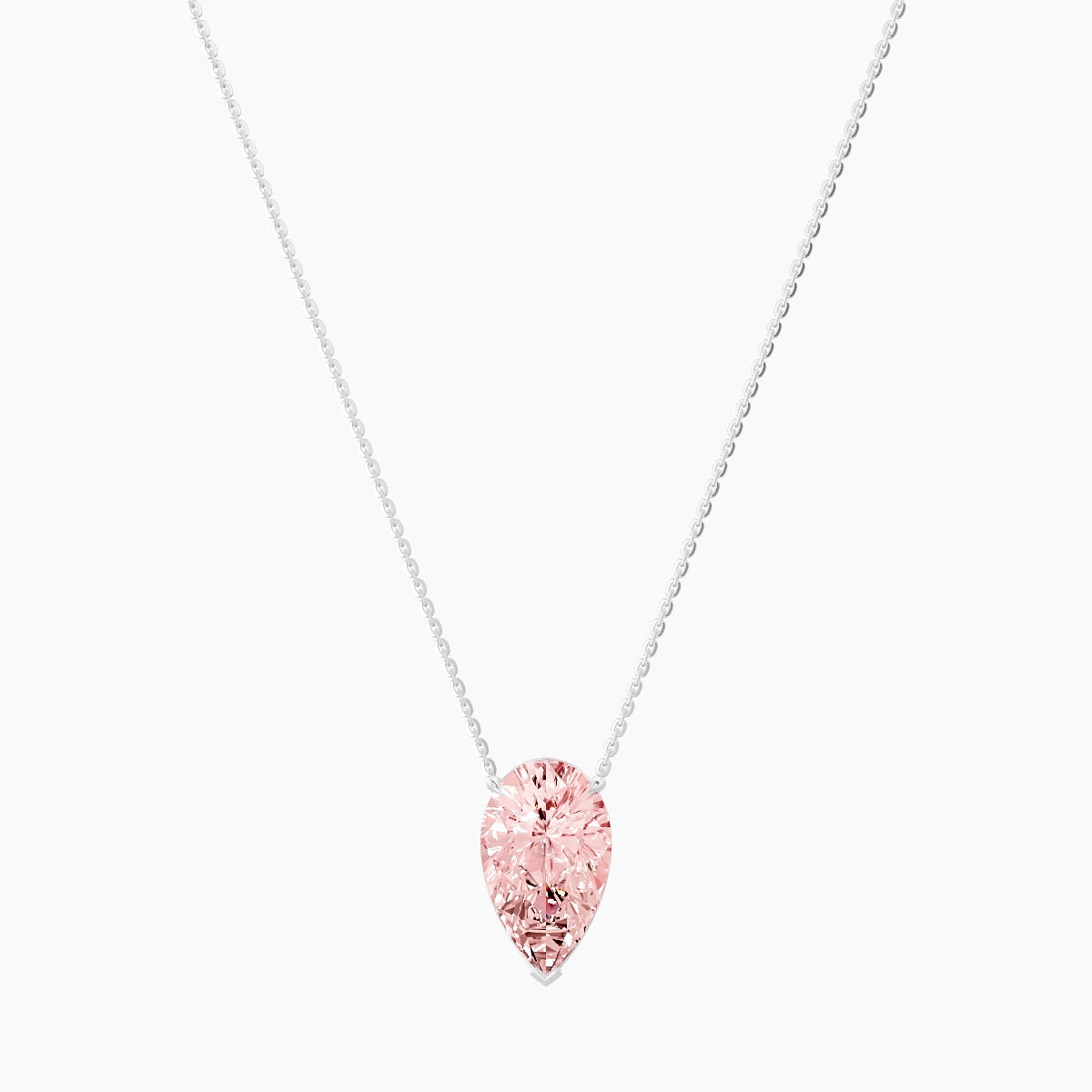 Solitaire | 18k White Gold 5 ct Pink Lab Diamond Pear Pendant
