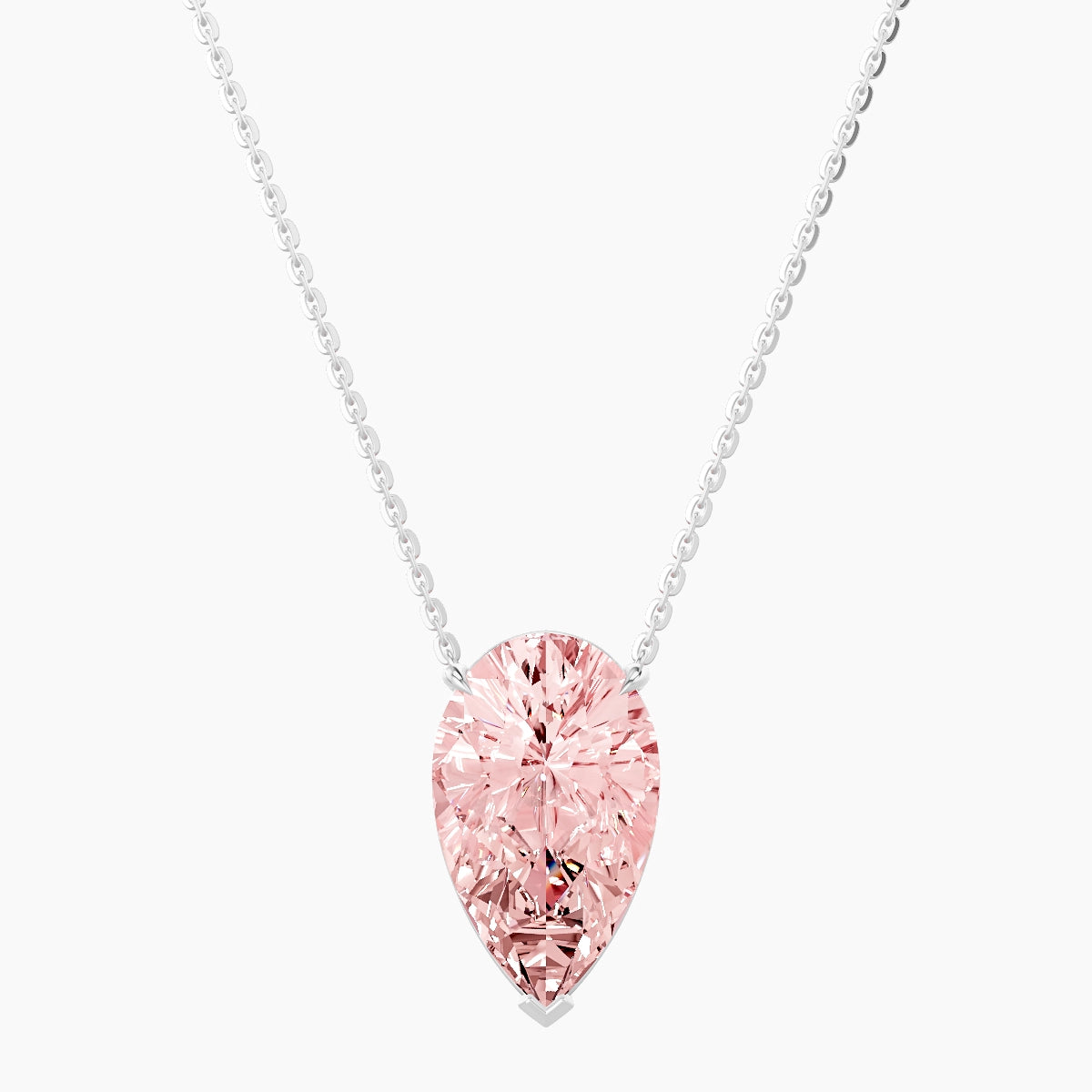 Solitaire | 18k White Gold 5 ct Pink Lab Diamond Pear Pendant