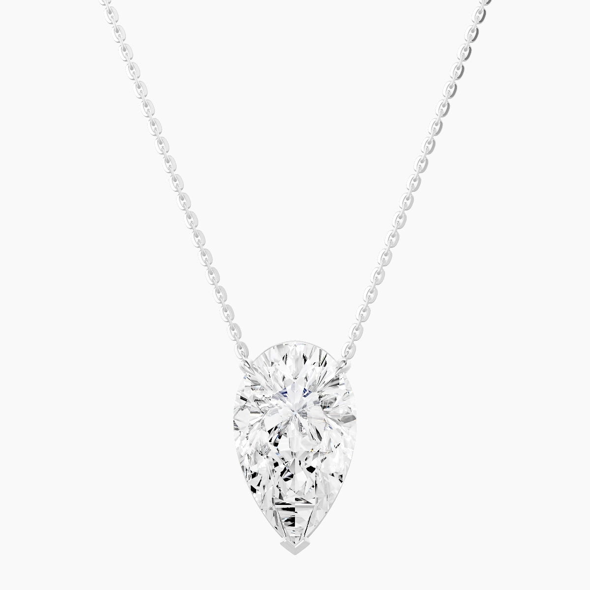 Solitaire | 18k White Gold 5 ct White Lab Diamond Pear Pendant