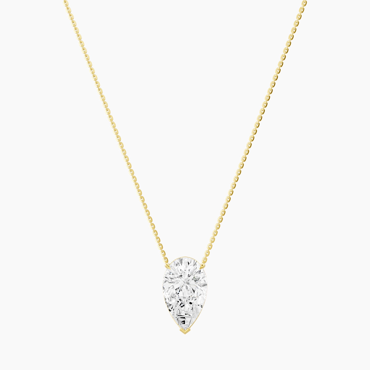 Solitaire | 18k Yellow Gold 5 ct White Lab Diamond Pear Pendant