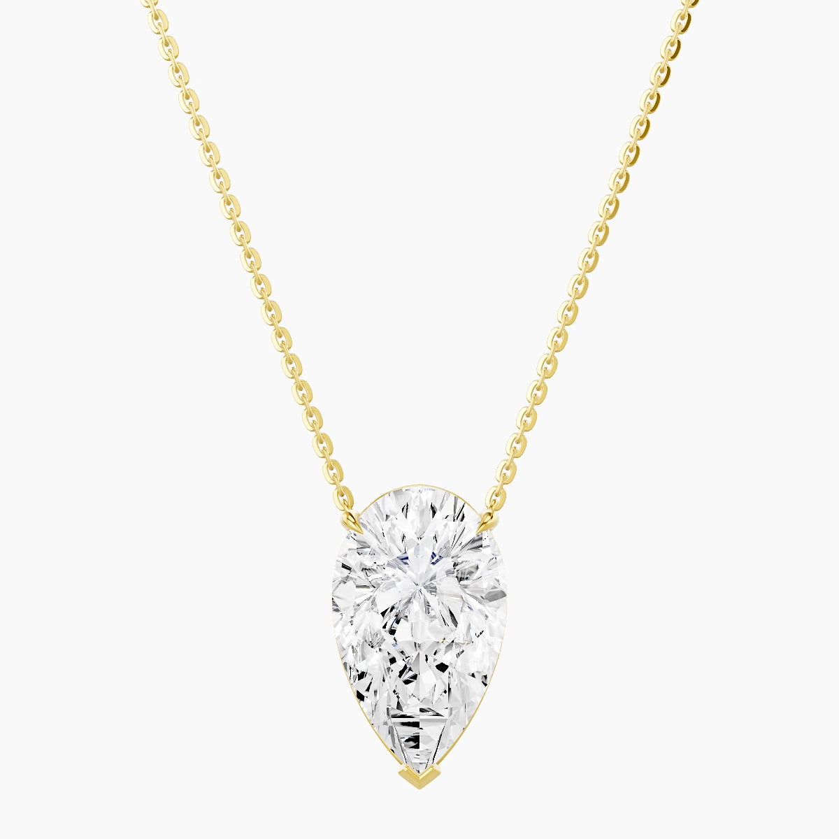 Solitaire | 18k Yellow Gold 5 ct White Lab Diamond Pear Pendant