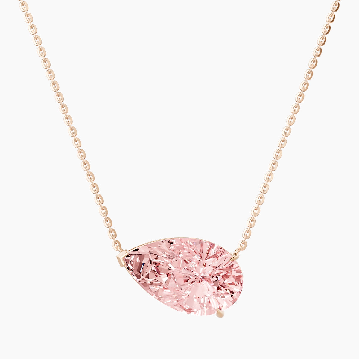 Solitaire | 18k Rose Gold 5 ct Pink Lab Diamond Pear Pendant