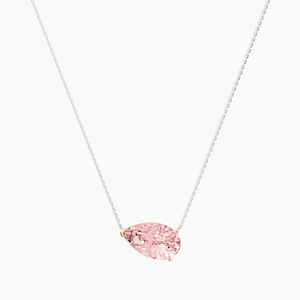 Solitaire | 18k White & Rose Gold 5 ct Pink Lab Diamond Pear Pendant