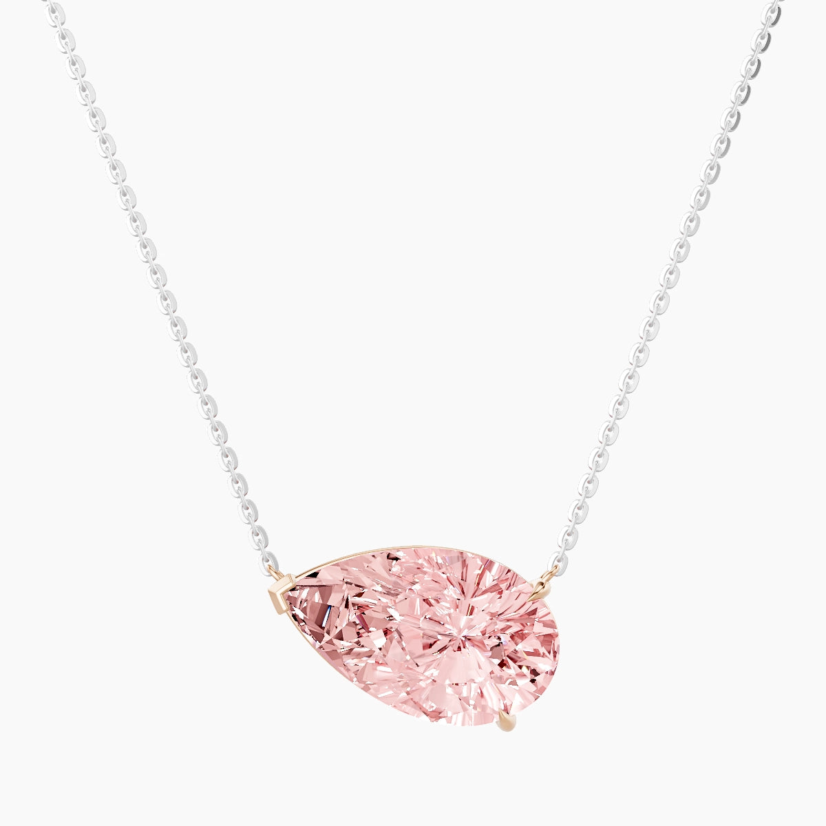 Solitaire | 18k White & Rose Gold 5 ct Pink Lab Diamond Pear Pendant
