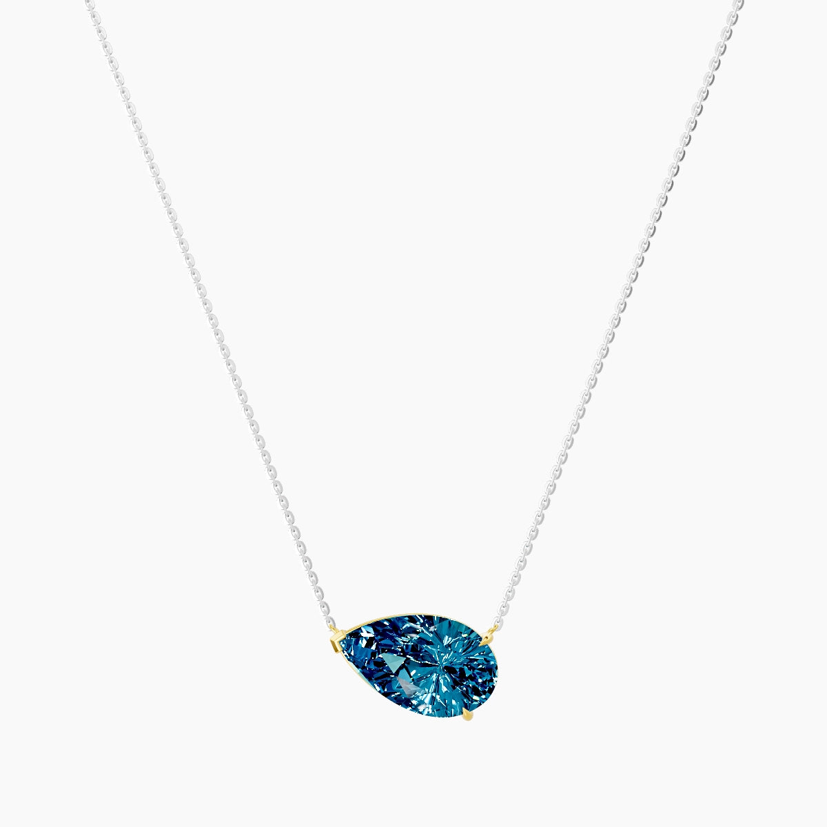 Solitaire | 18k White & Yellow Gold 5 ct Blue Lab Diamond Pear Pendant