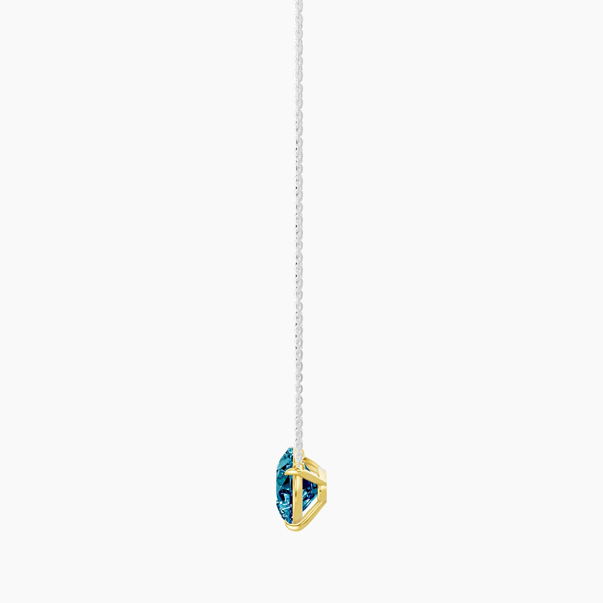 Solitaire | 18k White & Yellow Gold 5 ct Blue Lab Diamond Pear Pendant