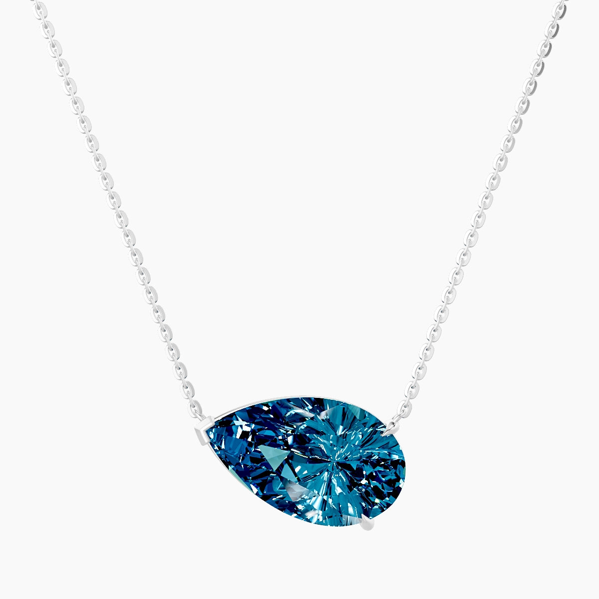 Solitaire | 18k White Gold 5 ct Blue Lab Diamond Pear Pendant