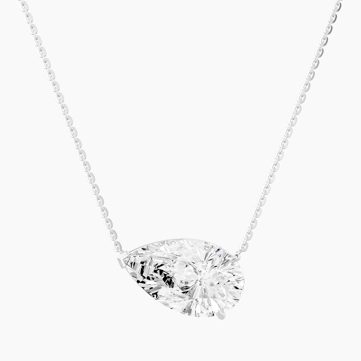 Solitaire | 18k White Gold 5 ct White Lab Diamond Pear Pendant