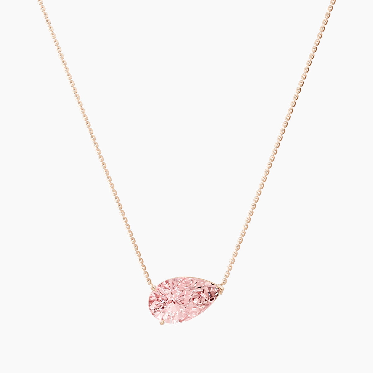 Solitaire | 18k Rose Gold 5 ct Pink Lab Diamond Pear Pendant