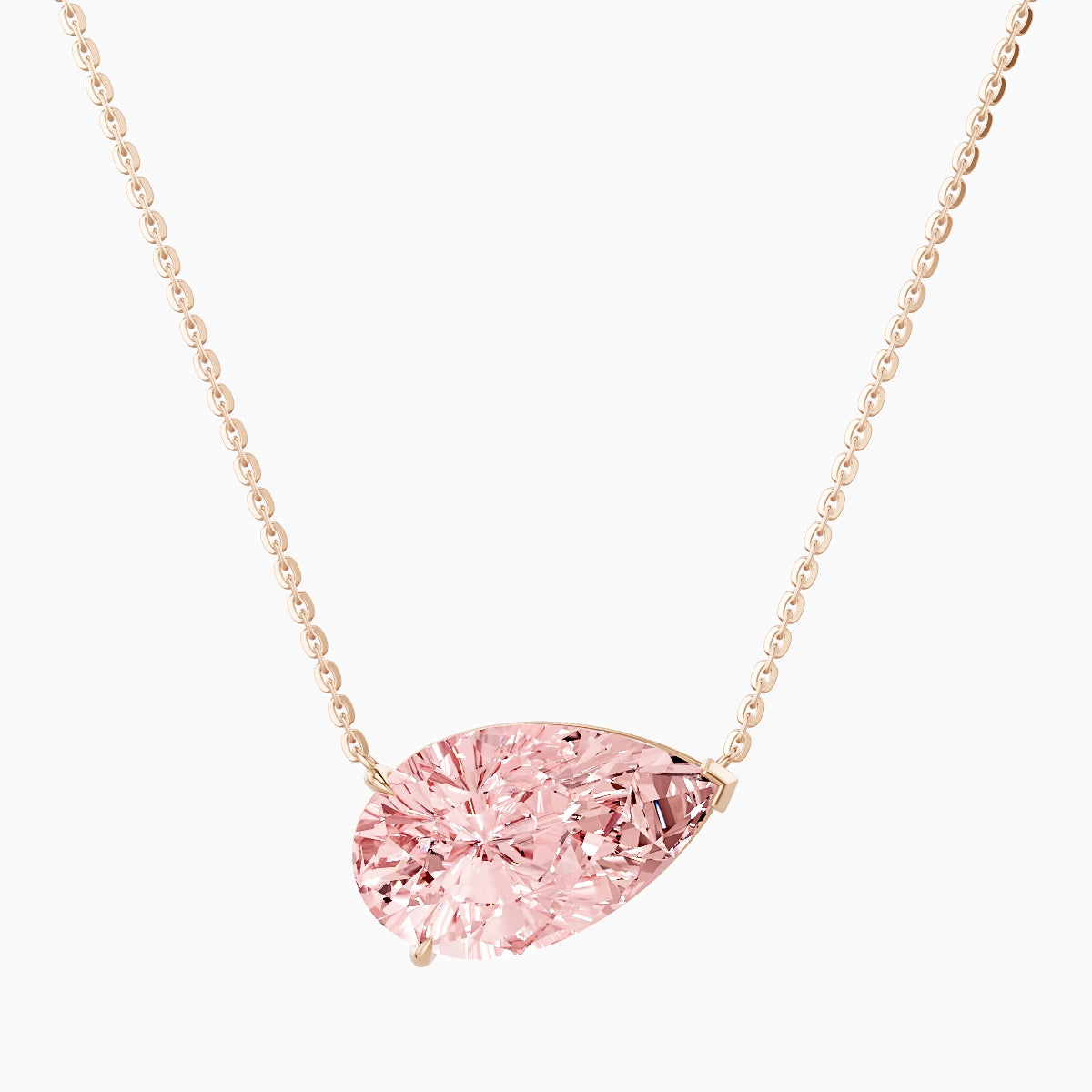 Solitaire | 18k Rose Gold 5 ct Pink Lab Diamond Pear Pendant