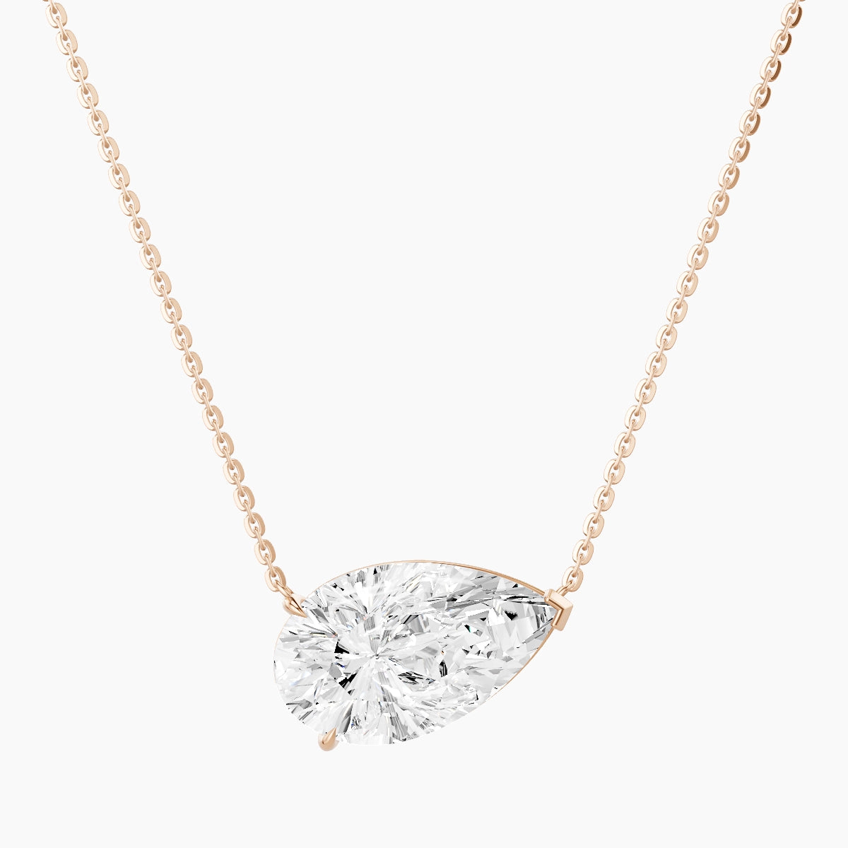 Solitaire | 18k Rose Gold 5 ct White Lab Diamond Pear Pendant